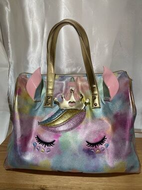 Miss Gwen the Unicorn’Tie/dye Metallic Glitter Vegan Leather Duffel/Satchel Tote